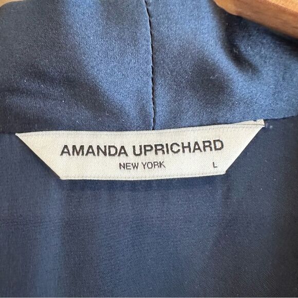 Amanda Uprichard Jadyn Navy Blue 100% Silk V-Neck Jumpsuit NWT Size Large - Picture 8 of 12